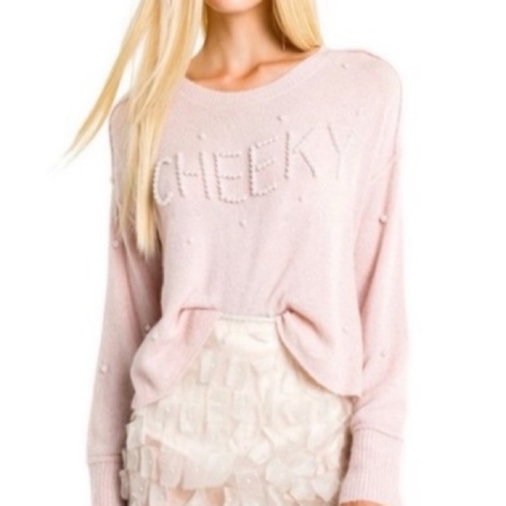 Wildfox Blush Pearl Embellished Sweater small - Picture 1 of 6